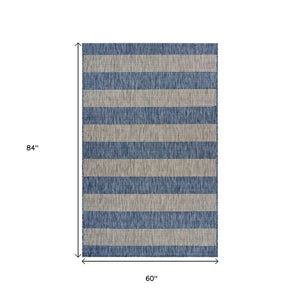 8' X 10' Blue And Gray Indoor Outdoor Area Rug
