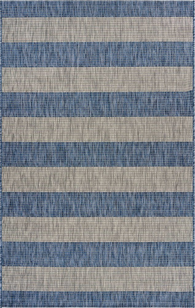 2' X 3' Blue And Gray Indoor Outdoor Area Rug