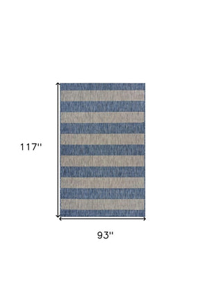 8' X 10' Blue And Gray Indoor Outdoor Area Rug
