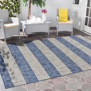 2' X 3' Blue And Gray Indoor Outdoor Area Rug