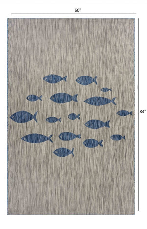 8' X 10' Gray Indoor Outdoor Area Rug