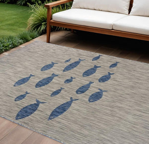 8' X 10' Gray Indoor Outdoor Area Rug