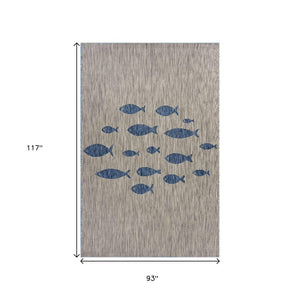 8' X 10' Gray Indoor Outdoor Area Rug
