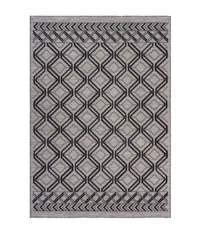8' X 10' Black And Tan Indoor Outdoor Area Rug
