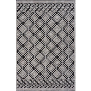 8' X 10' Black And Tan Indoor Outdoor Area Rug