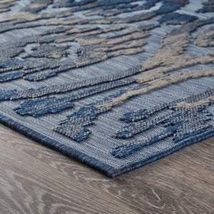 5' X 7' Blue And Yellow Indoor Outdoor Area Rug