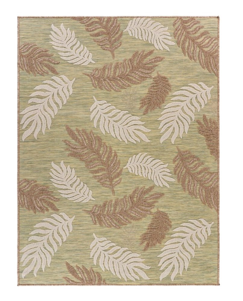 5' X 7' Green And Ivory Indoor Outdoor Area Rug
