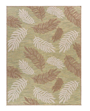 5' X 7' Green And Ivory Indoor Outdoor Area Rug
