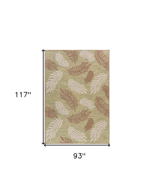 5' X 7' Green And Ivory Indoor Outdoor Area Rug