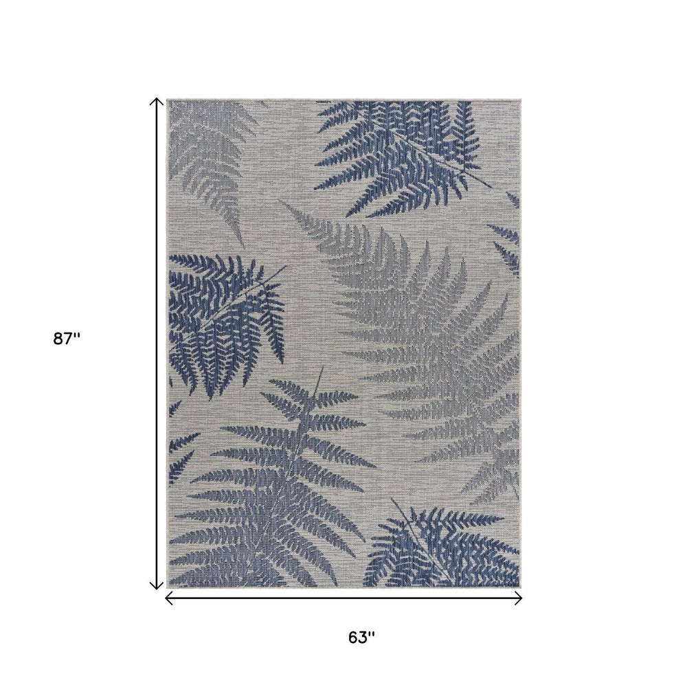 5' X 7' Blue And Gray Indoor Outdoor Area Rug
