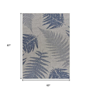 5' X 7' Blue And Gray Indoor Outdoor Area Rug