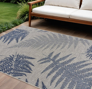 5' X 7' Blue And Gray Indoor Outdoor Area Rug