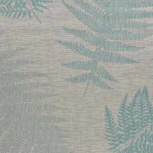 5' X 7' Beige And Teal Blue Fern Leave Indoor Outdoor Area Rug