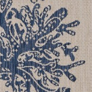 8' X 9' Beige And Blue Coral Indoor Outdoor Area Rug
