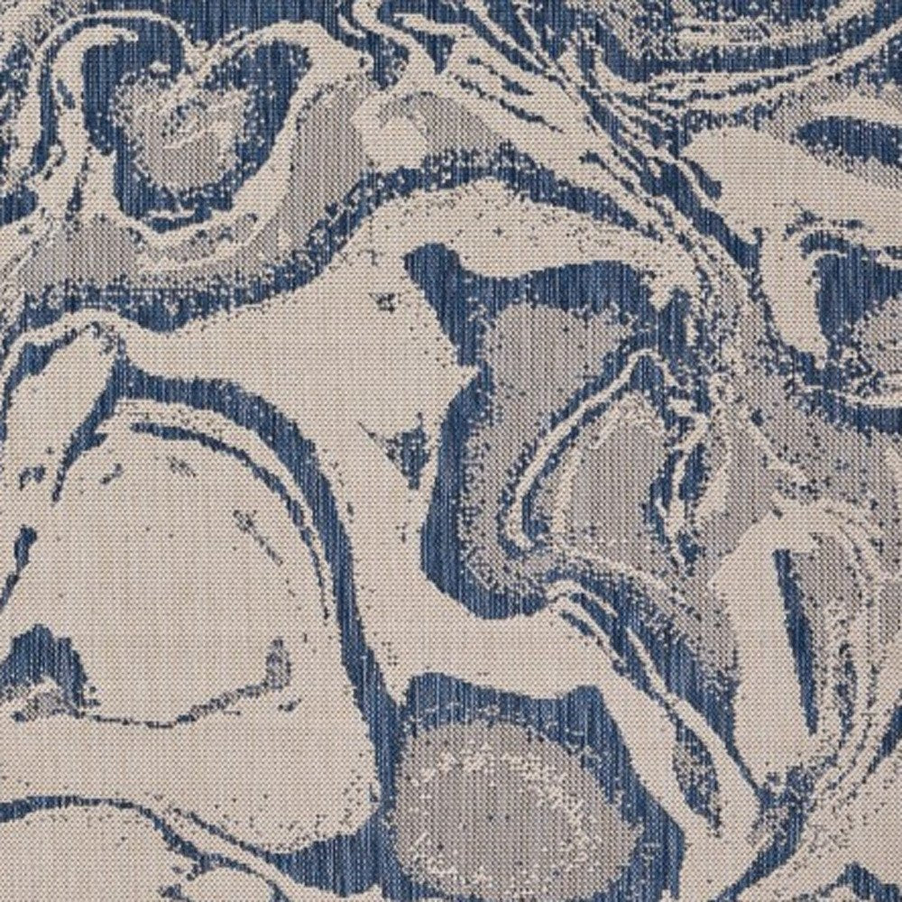 5' X 7' Blue And Gray Indoor Outdoor Area Rug