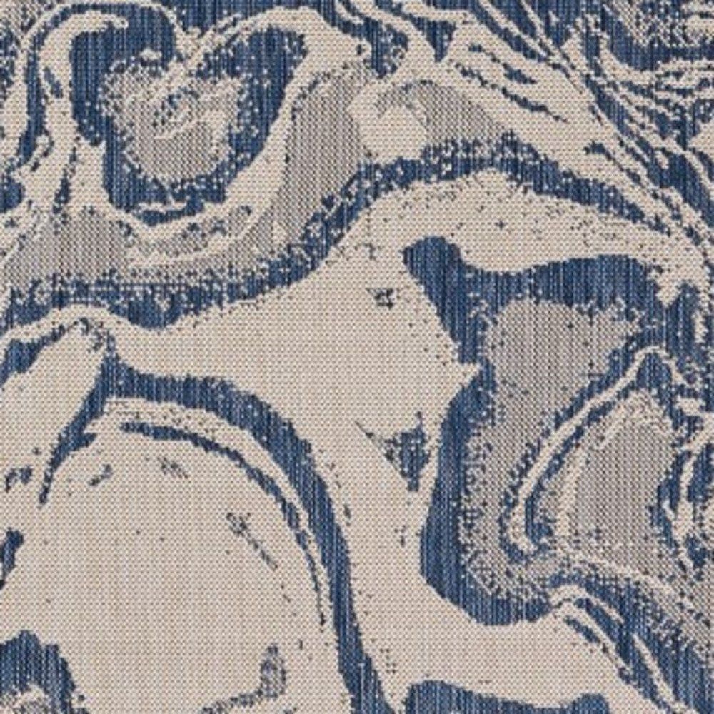 5' X 7' Blue And Gray Indoor Outdoor Area Rug