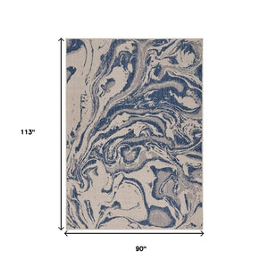 8' X 9' Blue And Gray Indoor Outdoor Area Rug