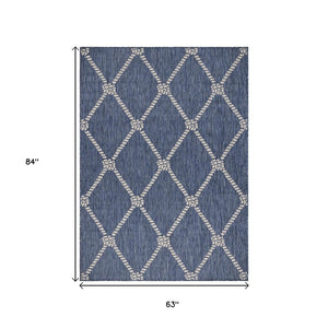 5' X 7' Blue And Gray Indoor Outdoor Area Rug