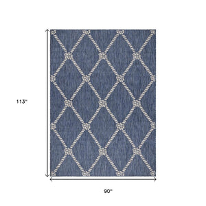 5' X 7' Blue And Gray Indoor Outdoor Area Rug