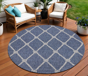 5' X 7' Blue And Gray Indoor Outdoor Area Rug