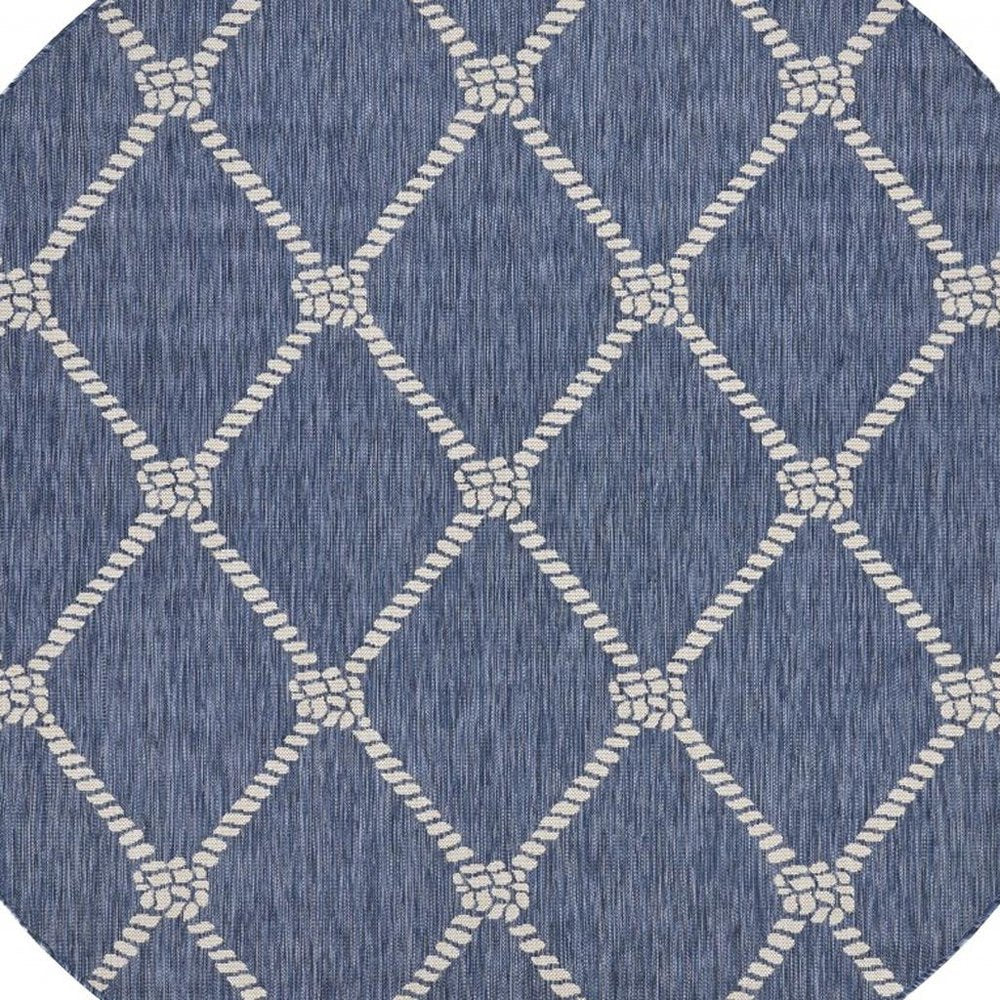 5' X 7' Blue And Gray Indoor Outdoor Area Rug