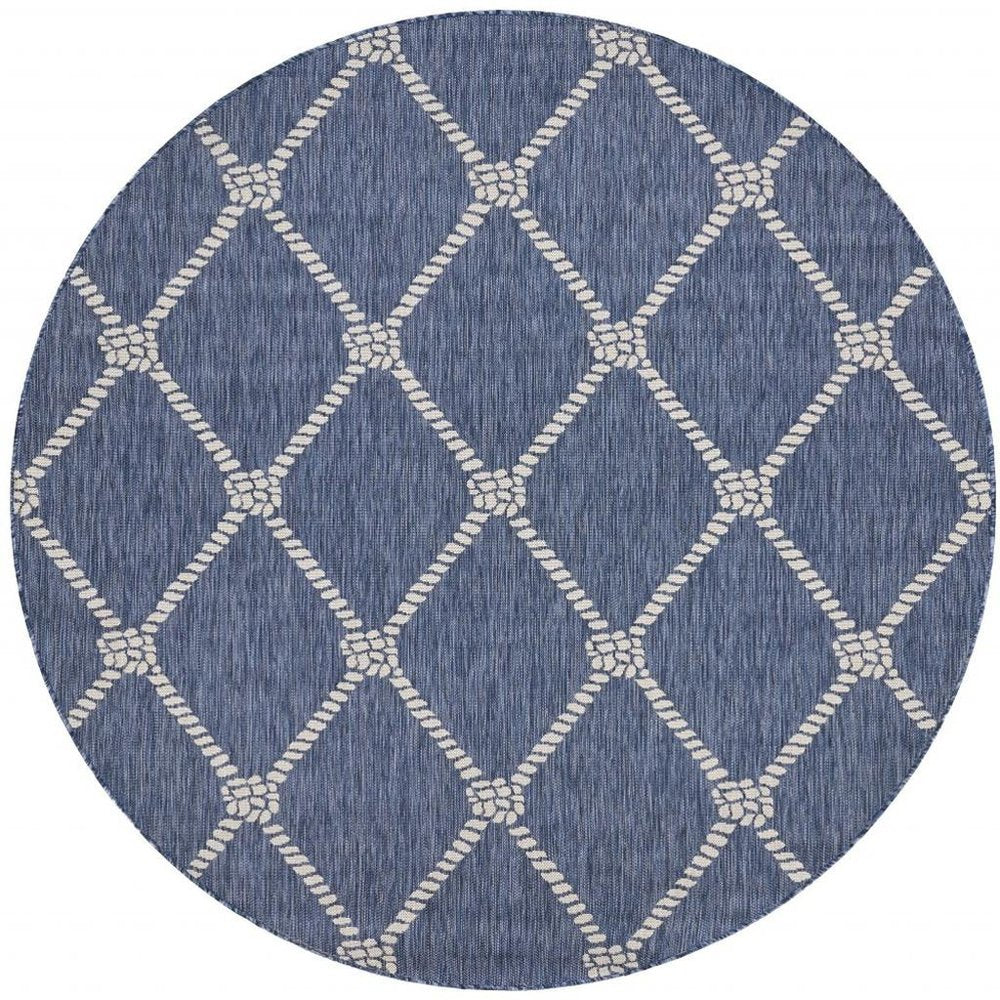 5' X 7' Blue And Gray Indoor Outdoor Area Rug