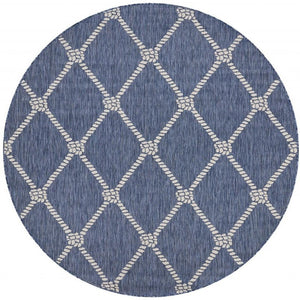 5' X 7' Blue And Gray Indoor Outdoor Area Rug