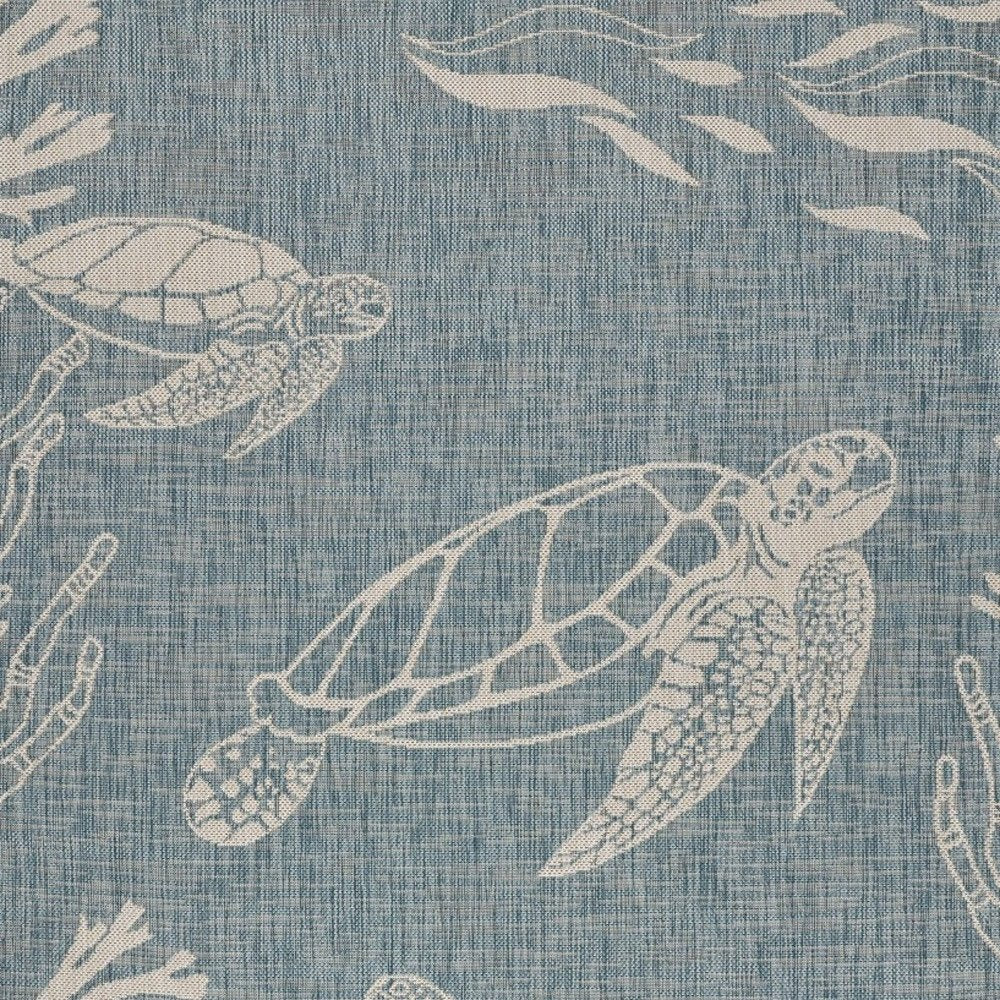 8' X 9' Blue And Gray Indoor Outdoor Area Rug