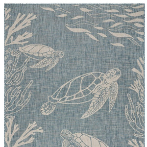 8' X 9' Blue And Gray Indoor Outdoor Area Rug