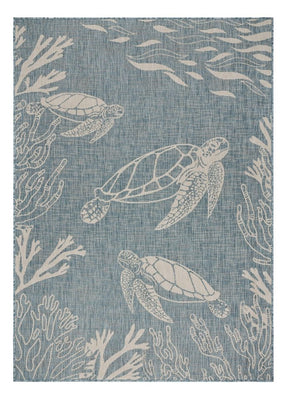 8' X 9' Blue And Gray Indoor Outdoor Area Rug