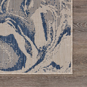 5' X 7' Blue And Gray Indoor Outdoor Area Rug