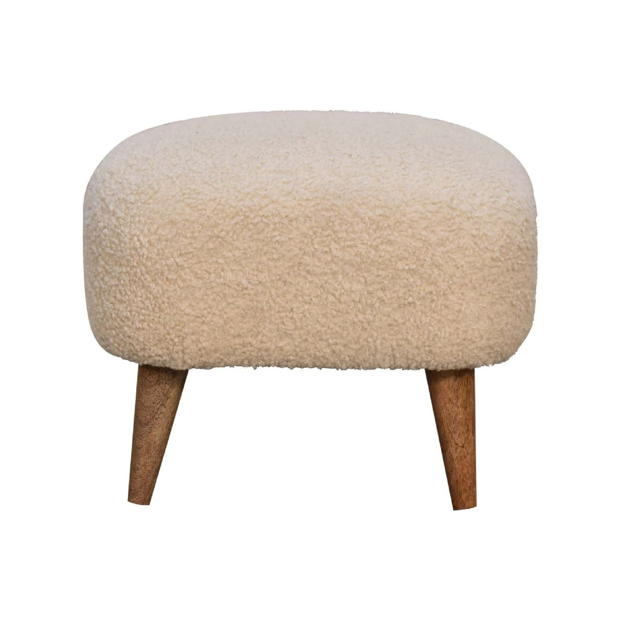 Boucle Square Footstool - Cream by Couch.com
