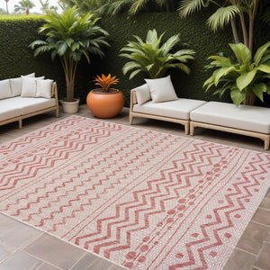 5' X 8' Beige Indoor Outdoor Area Rug