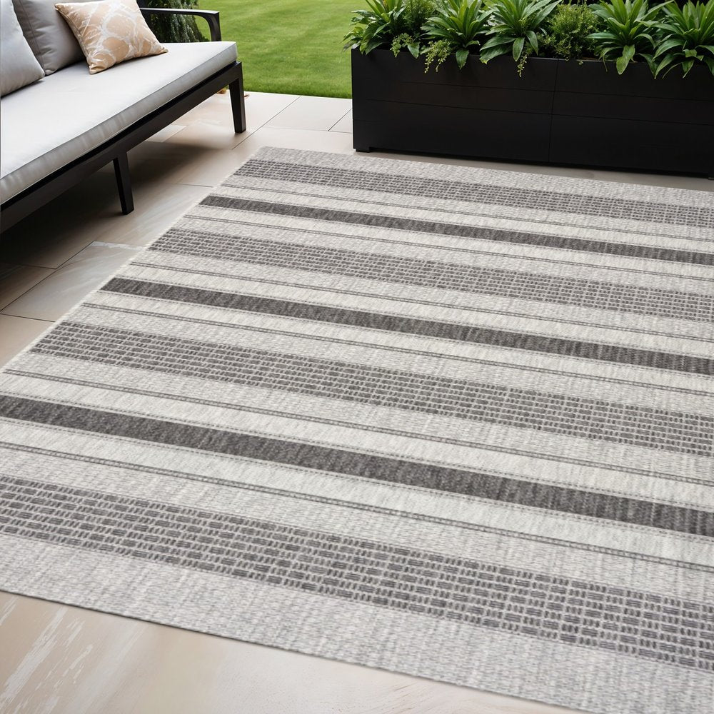 2' X 3' Gray And Black Indoor Outdoor Area Rug