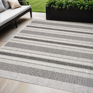 2' X 3' Gray And Black Indoor Outdoor Area Rug