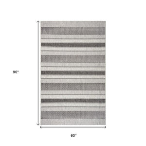 2' X 3' Gray And Black Indoor Outdoor Area Rug