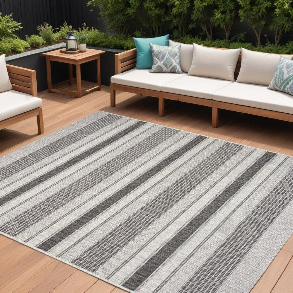 2' X 3' Gray And Black Indoor Outdoor Area Rug
