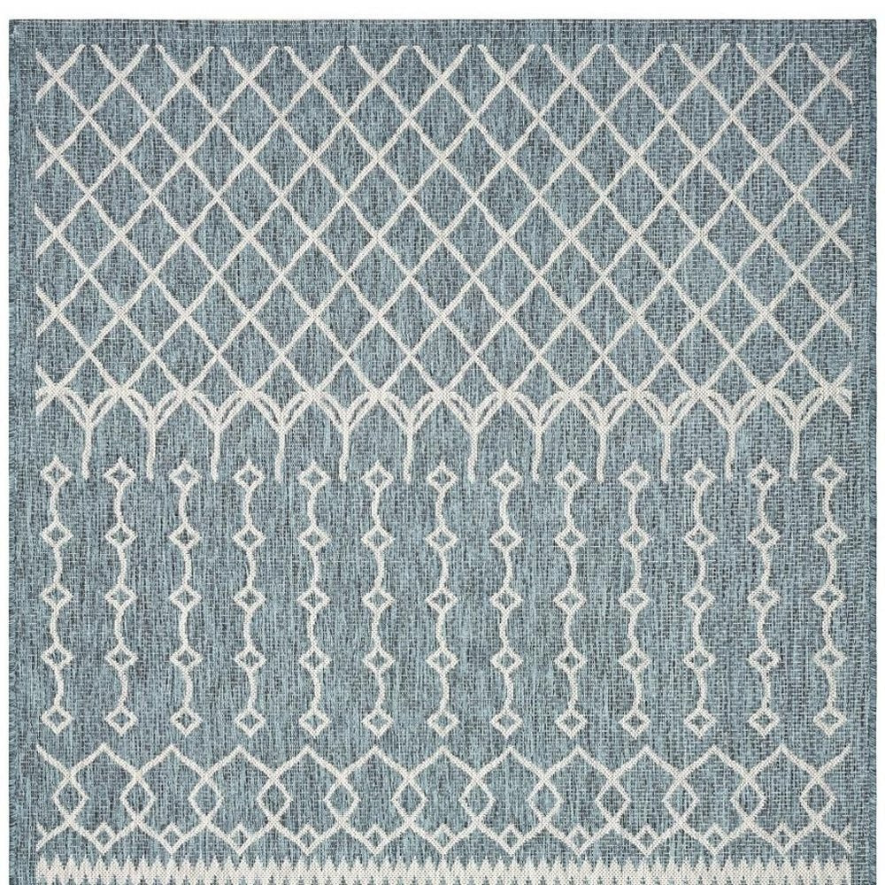 5' X 8' Blue And Gray Indoor Outdoor Area Rug