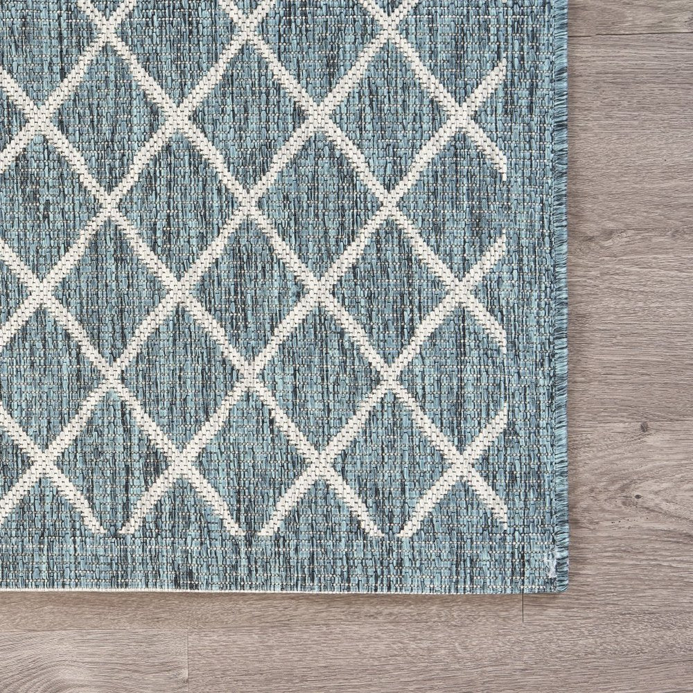 5' X 8' Blue And Gray Indoor Outdoor Area Rug