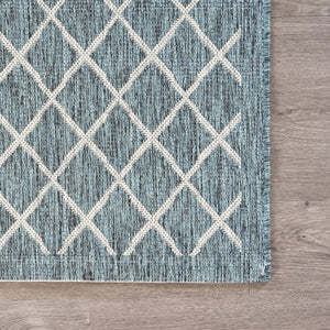 5' X 8' Blue And Gray Indoor Outdoor Area Rug
