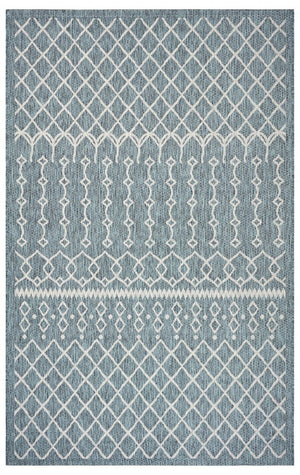 5' X 8' Blue And Gray Indoor Outdoor Area Rug