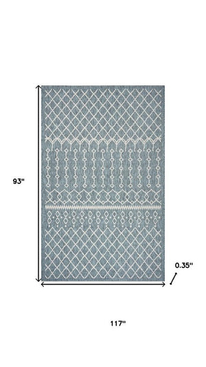 5' X 8' Blue And Gray Indoor Outdoor Area Rug