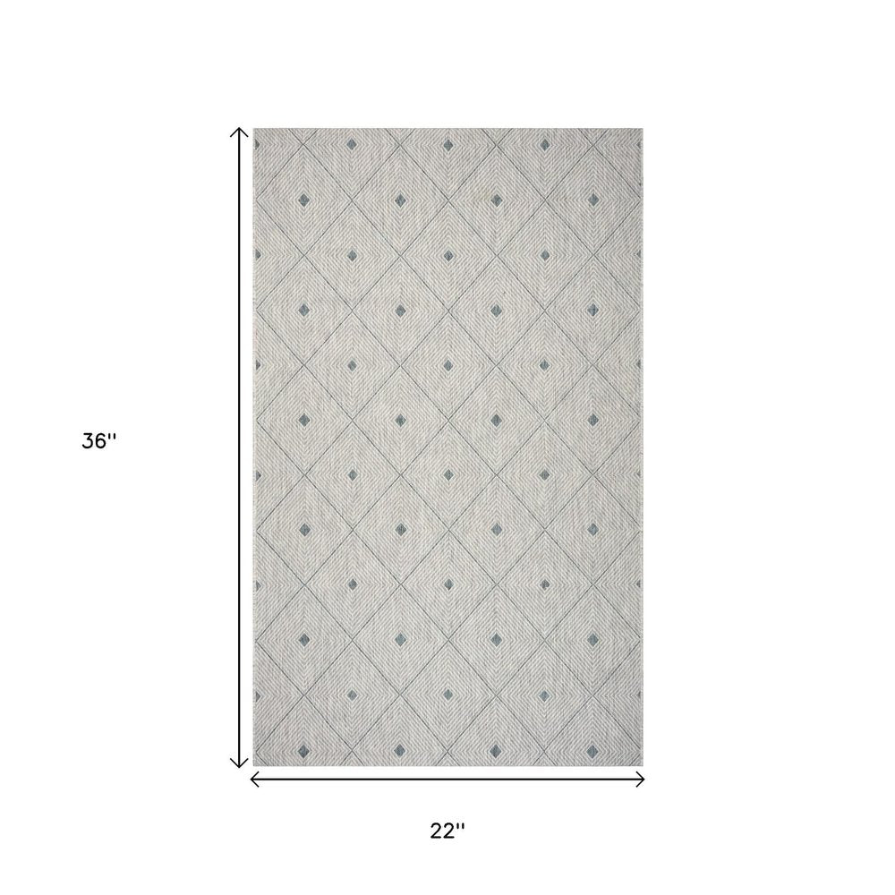 2' X 3' Blue And Gray Indoor Outdoor Area Rug