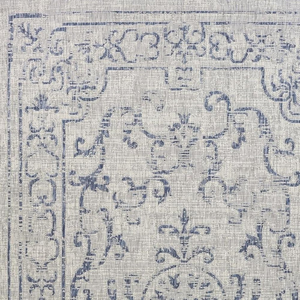 5' X 8' Blue And Gray Indoor Outdoor Area Rug