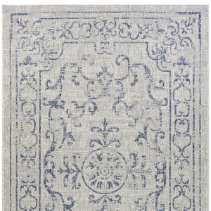 5' X 8' Blue And Gray Indoor Outdoor Area Rug