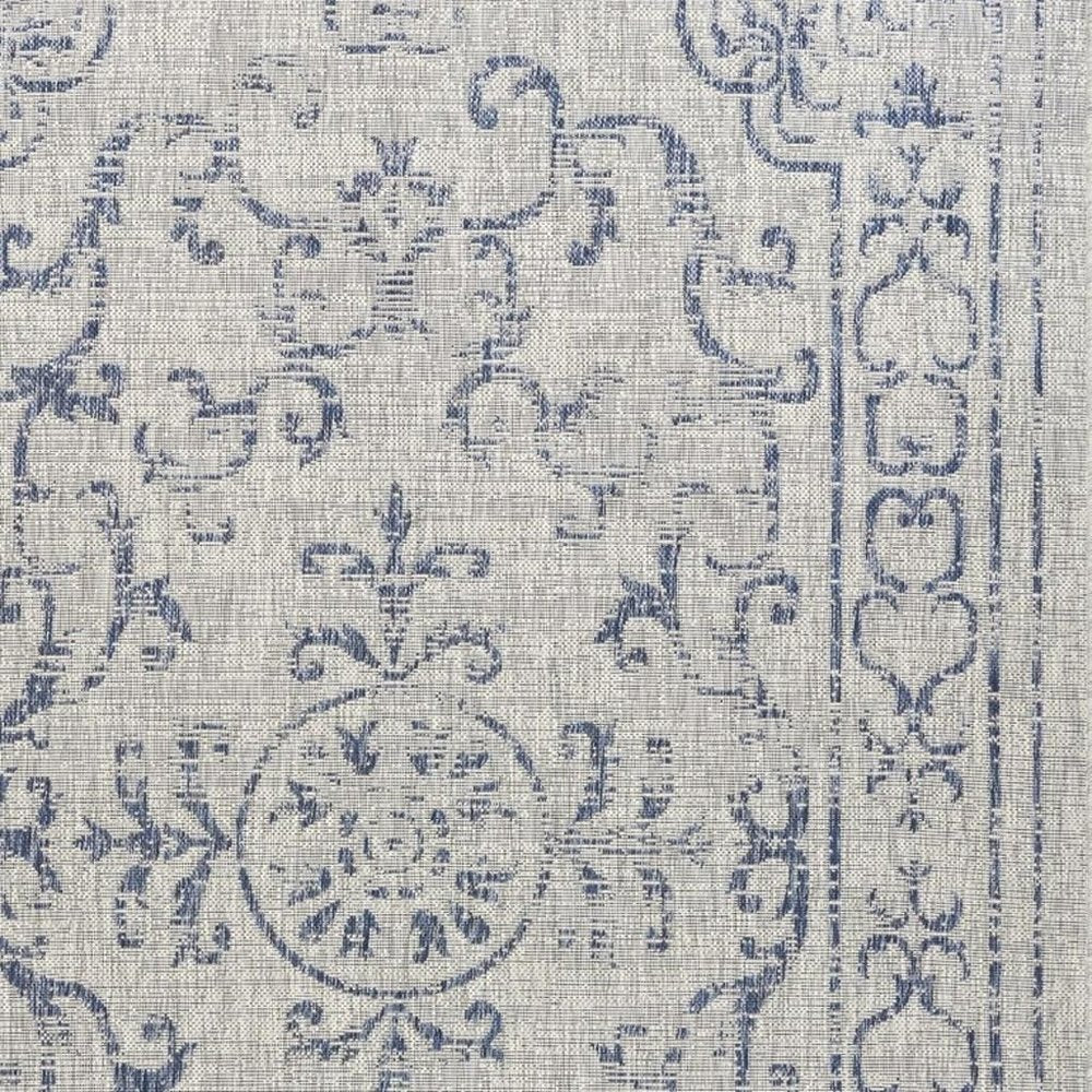 5' X 8' Blue And Gray Indoor Outdoor Area Rug