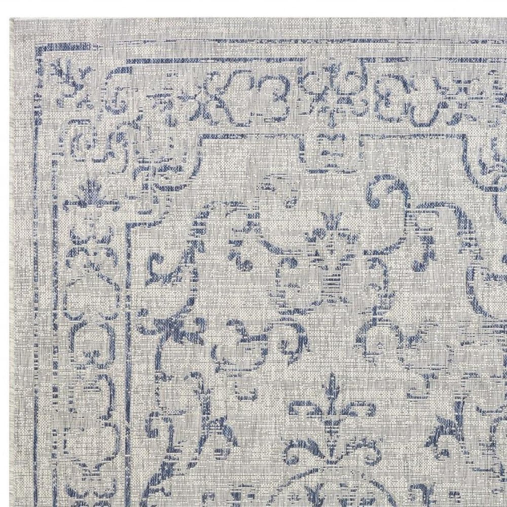 5' X 8' Blue And Gray Indoor Outdoor Area Rug