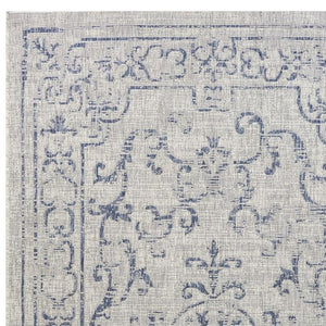 5' X 8' Blue And Gray Indoor Outdoor Area Rug