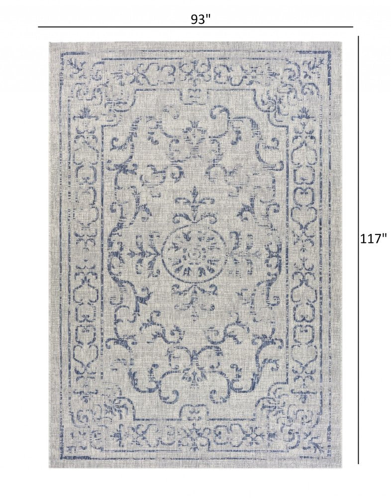 5' X 8' Blue And Gray Indoor Outdoor Area Rug