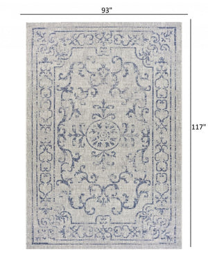 5' X 8' Blue And Gray Indoor Outdoor Area Rug